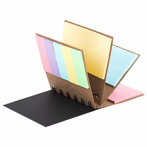 Закладки клейкие в книжке BRAUBERG PASTEL 200 штук: 50х15 мм 5 цветов х 25 листов, 50х75 мм 3 цвета х 25 листов, 115582 115582