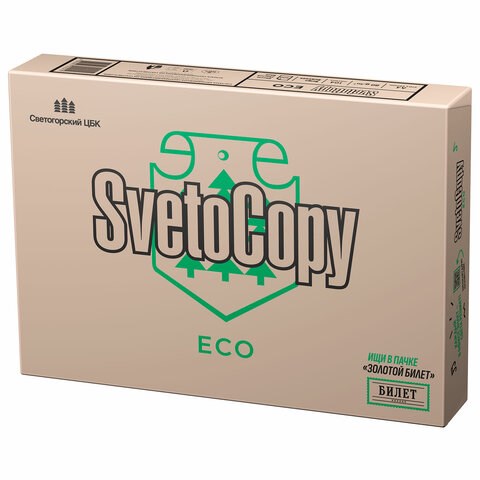 Бумага офисная А4, 80 г/м2, 500 л., SVETOCOPY ECO, белизна 60%, Россия 114324