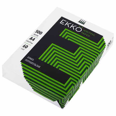 Бумага А4, 60 г/м2, белизна 60%, 500 листов, Россия, ЕККО, 114320 114320