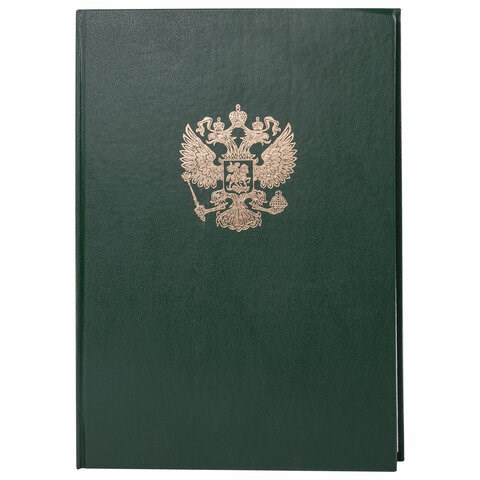 Книга учета 96 л., клетка, твердая, бумвинил, офсет, герб, А4 (200х290 мм), BRAUBERG, зеленая, 130277 130277