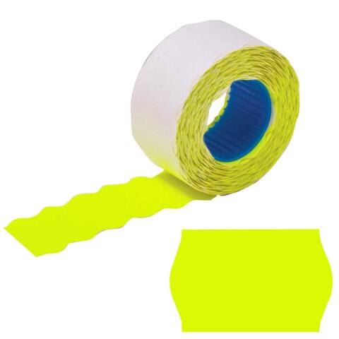 Этикет-лента 26х12 мм, волна, желтая, комплект 5 рулонов по 800 шт., BRAUBERG, 123577 123577