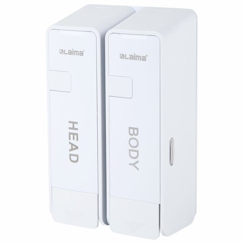 Дозатор двойной 2х0,38 л для жидкого мыла/шампуня/геля LAIMA ULTRA, НАЛИВНОЙ, белый, 609107, MD-9029W-2 609107