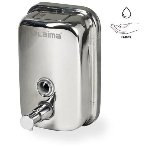 Дозатор для жидкого мыла LAIMA BASIC, 0,5 л., нержавеющая сталь, зеркальный, 601795 601795