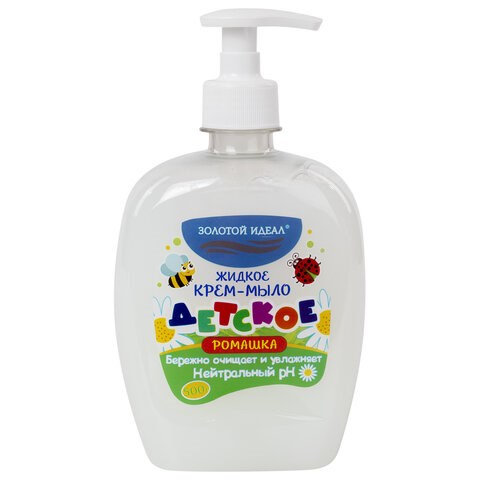Мыло-крем жидкое ДЕТСКОЕ 500 г, ЗОЛОТОЙ ИДЕАЛ, Ромашка, дозатор, 605517 605517