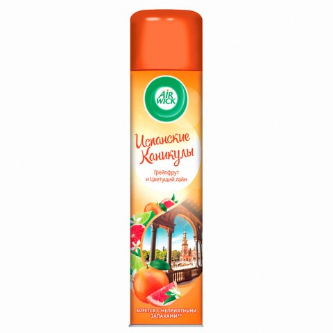 Освежитель воздуха аэрозольный 290 мл, AIRWICK "Испанские каникулы" – "Грейпфрут и цветущий лайм", 93107, 3094510 607507