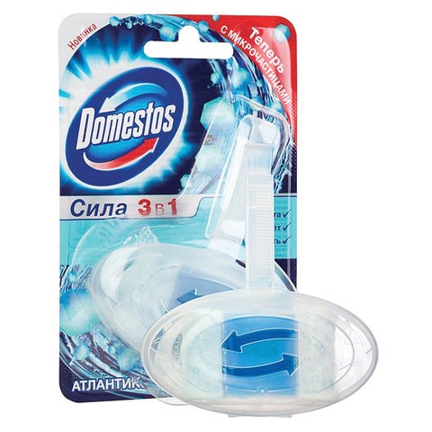 Блок туалетный подвесной твердый 40 г DOMESTOS (Доместос) "Атлантик", основной блок 602271