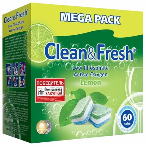 Таблетки для посудомоечных машин 60 шт. CLEAN&FRESH ALL-in-1, УТ000000338 606519