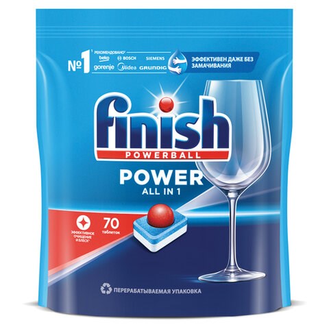 Таблетки для посудомоечных машин 70 шт. FINISH Power "All in 1", 3213237 608657
