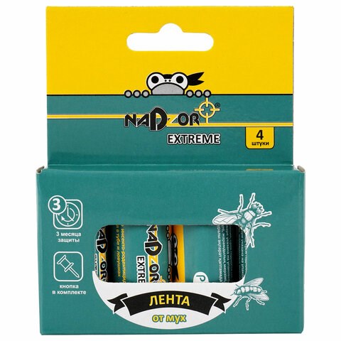 Липкая лента от мух усиленная мухоловка КОМПЛЕКТ 4 шт., NADZOR EXTREME, IFR1004 609999