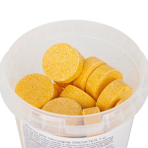 Таблетки для писсуаров 1 кг, SNOWTER (Сноутер), дезодорирующие, ведерко, 4602083001422 605236