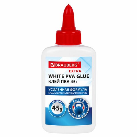 Клей ПВА, усиленный, BRAUBERG Extra (бумага, фотографии, картон, дерево), 45 г, 271938 271938