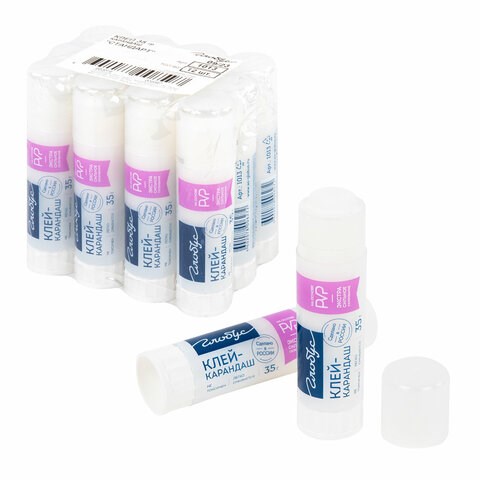 Клей-карандаш "Стандарт", 35 г, PVP-основа, РОССИЯ, GLOBUS, 1013 224888