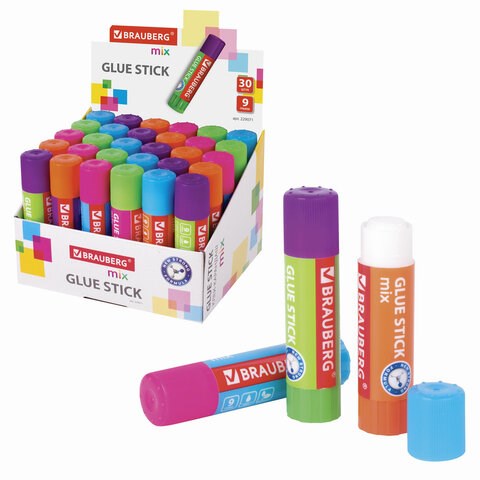 Клей-карандаш BRAUBERG MIX, 9 г, PVP основа, 229071 229071