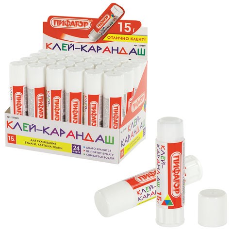 Клей-карандаш ПИФАГОР, 15 г, 227609 227609