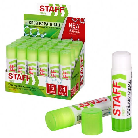 Клей-карандаш УСИЛЕННЫЙ STAFF Profit, 15 г, PVP-основа, 228661 228661