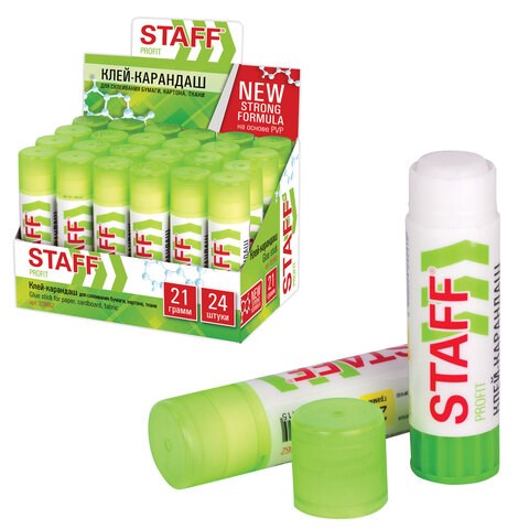 Клей-карандаш УСИЛЕННЫЙ STAFF Profit, 21 г, PVP-основа, 228662 228662