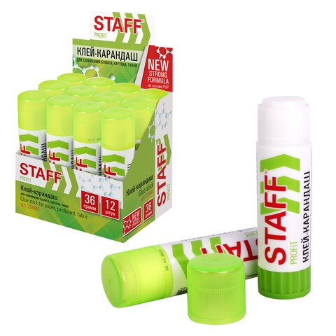 Клей-карандаш УСИЛЕННЫЙ STAFF Profit, 36 г, PVP-основа, 228663 228663