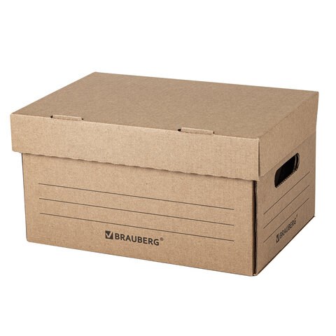 Короб архивный "Делопроизводство" (235х325х180 мм), с крышкой, гофрокартон, BRAUBERG, 129589 129589