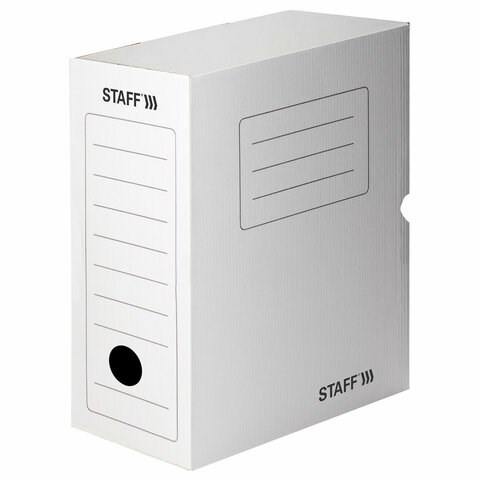 Короб архивный с клапаном А4 (260х325 мм), 150 мм, до 1400 листов, микрогофрокартон, БЕЛЫЙ, STAFF, 128866 128866
