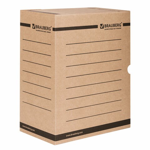 Короб архивный с клапаном А4 (260х325 мм), 150 мм, до 1400 листов, плотный, микрогофрокартон, BRAUBERG, 124849 124849