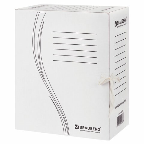Папка архивная с завязками А4(325х260 мм), 150 мм, до 1400 листов, плотная, микрогофрокартон, БЕЛАЯ, BRAUBERG, 126513 126513