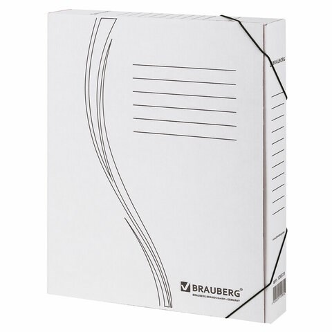 Папка архивная с резинкой А4 (325х250 мм), 45 мм, до 400 листов, плотная, микрогофрокартон, БЕЛАЯ, BRAUBERG, 126511 126511