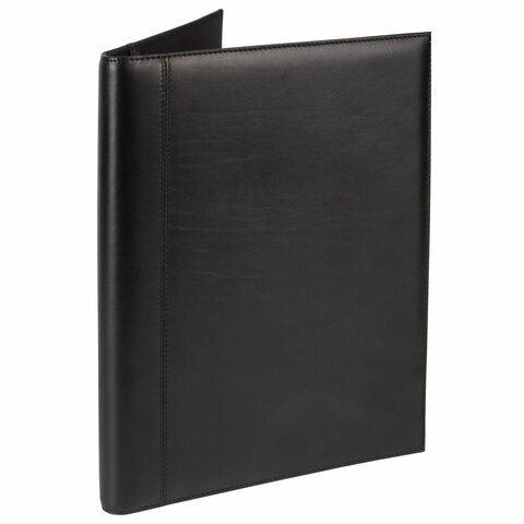 Папка адресная из натуральной кожи без надписи, формат А4, 32х25х1 см, черная, индивидуальная упаковка, 7-40, 7-40. 124790