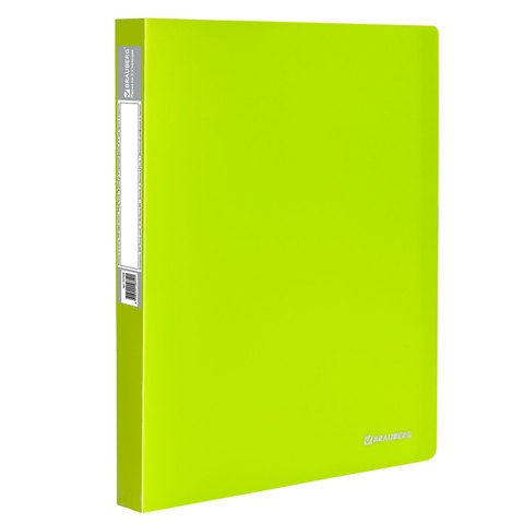 Папка на 2 кольцах BRAUBERG "Neon", 25 мм, внутренний карман, неоновая, зеленая, до 170 листов, 0,7 мм, 227456 227456