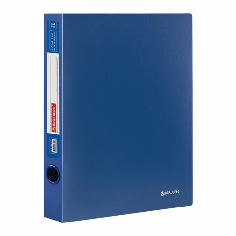 Папка на 2 кольцах BRAUBERG "Стандарт", 40 мм, синяя, до 300 листов, 0,9 мм, 221617 221617
