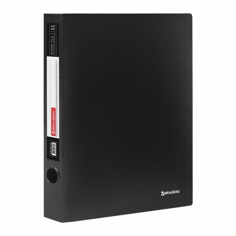 Папка на 2 кольцах BRAUBERG "Стандарт", 40 мм, черная, до 300 листов, 0,9 мм, 221618 221618