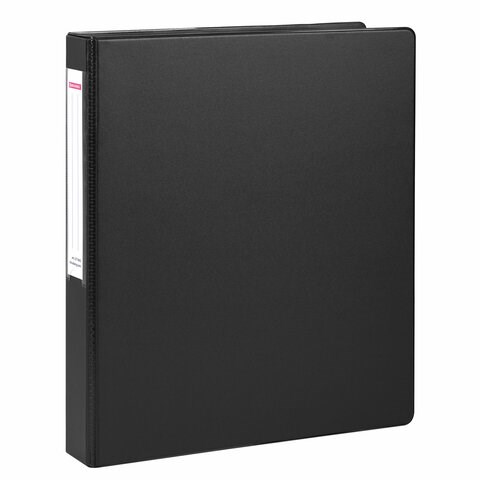 Папка на 2 кольцах, ПРОЧНАЯ, картон/ПВХ, BRAUBERG "Office", ЧЕРНАЯ, 35 мм, до 180 листов, 271844 271844