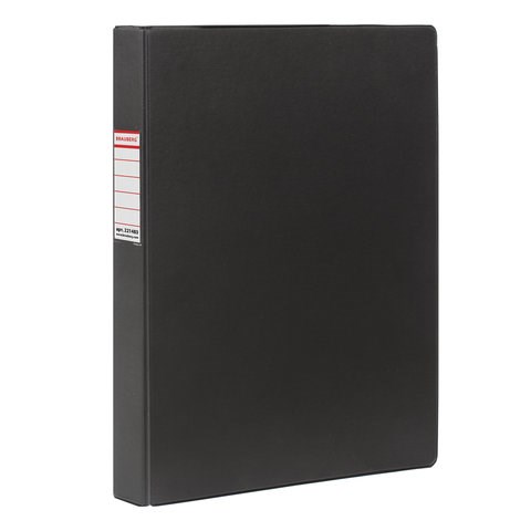 Папка на 4 кольцах BRAUBERG, картон/ПВХ, 35 мм, черная, до 250 листов (удвоенный срок службы), 221483 221483
