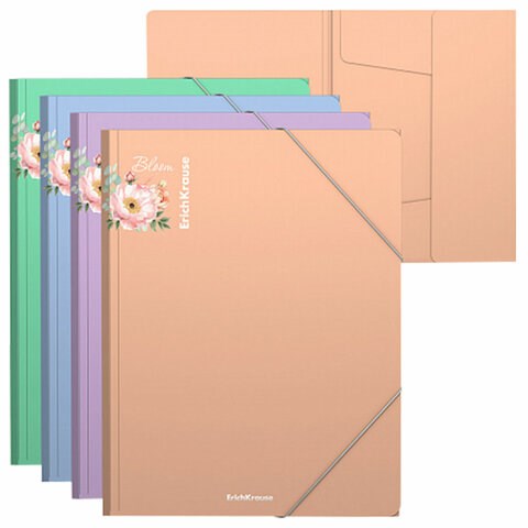 Папка на резинках ERICH KRAUSE "Matt Pastel Bloom", до 300 листов, ассорти, 600 мкм, 61202 272940