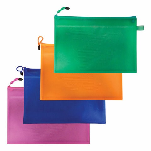 Папка-конверт на молнии А4 (335х243 мм), 2 отделения, ПВХ, BRAUBERG "Energy", ассорти, 223895 223895