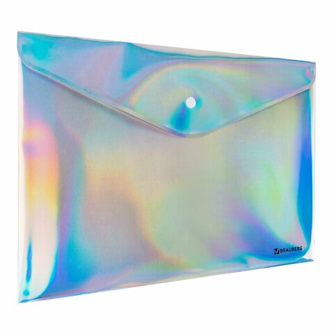 Папка-конверт с кнопкой BRAUBERG "ULTRA", А4, непрозрачная, c голографическим эффектом, 0,2 мм, 272885 272885