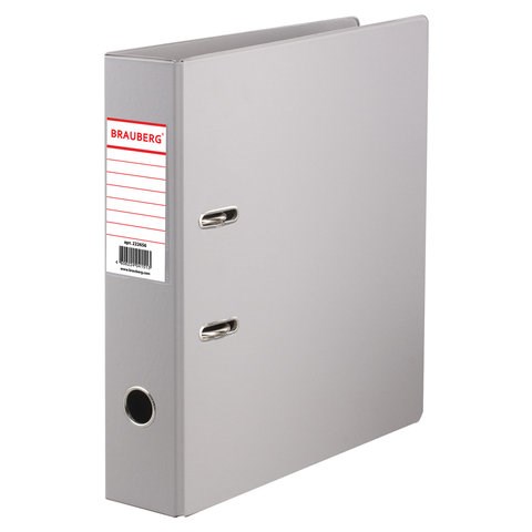 Папка-регистратор BRAUBERG с двухсторонним покрытием из ПВХ, 70 мм, серая, 222656 222656