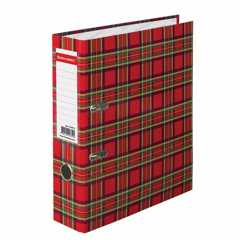 Папка-регистратор BRAUBERG, ламинированная, 75 мм, шотландка, 222074 222074