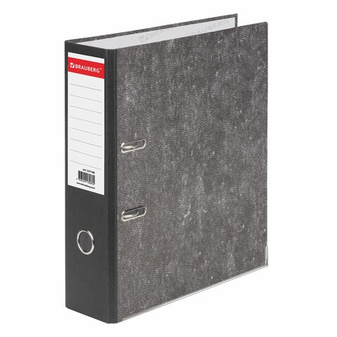 Папка-регистратор BRAUBERG, усиленный корешок, мраморное покрытие, 80 мм, с уголком, черная, 227188 227188