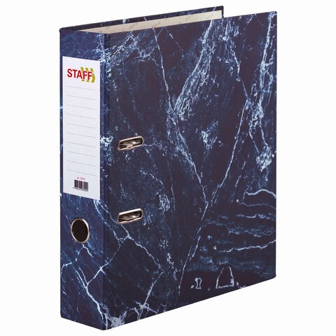 Папка-регистратор STAFF "Basic" БЮДЖЕТ с мраморным покрытием, 70 мм, без уголка, синяя, 229618 229618