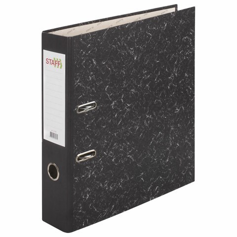 Папка-регистратор STAFF "Basic" БЮДЖЕТ с мраморным покрытием, 70 мм, без уголка, черный корешок, 227185 227185