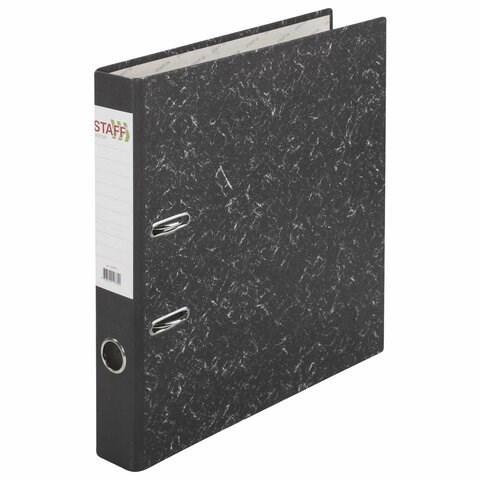 Папка-регистратор STAFF "EVERYDAY" с мраморным покрытием, 50 мм, без уголка, черный корешок, 224615 224615
