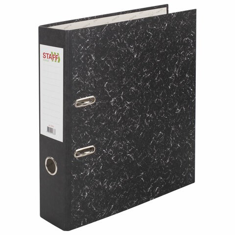 Папка-регистратор STAFF "EVERYDAY" с мраморным покрытием, 70 мм, без уголка, черный корешок, 224616 224616