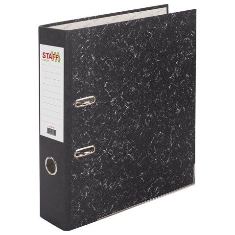 Папка-регистратор STAFF "EVERYDAY" с мраморным покрытием, 70 мм, с уголком, черный корешок, 227187 227187
