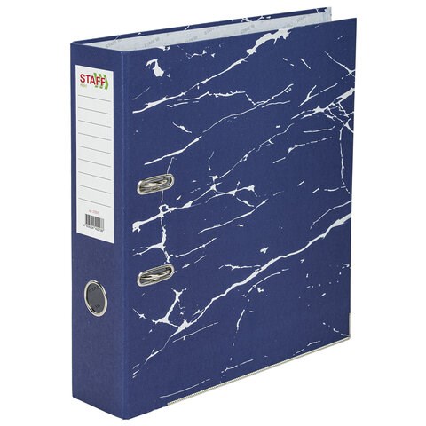 Папка-регистратор STAFF "Profit" с мраморным покрытием, 75 мм, с уголком, синяя, СЪЕМНЫЙ МЕХАНИЗМ, 272010 272010