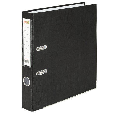 Папка-регистратор STAFF "Profit" с покрытием из ПВХ, 50 мм, с уголком, черная, СЪЕМНЫЙ МЕХАНИЗМ, 272011 272011