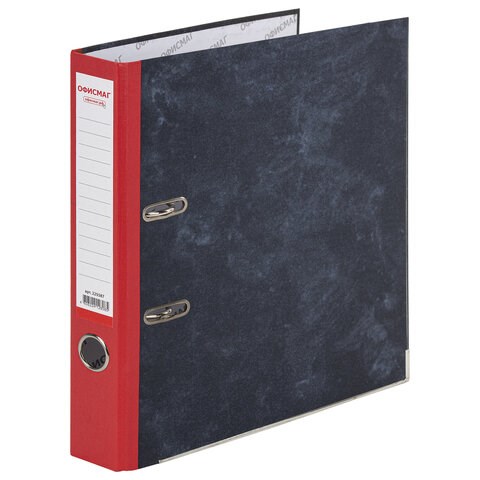 Папка-регистратор ОФИСМАГ, фактура стандарт, с мраморным покрытием, 50 мм, красный корешок, 225587 225587