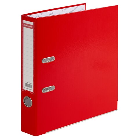 Папка-регистратор, покрытие пластик, 50 мм, ПРОЧНАЯ, с уголком, BRAUBERG, красная, 226592 226592