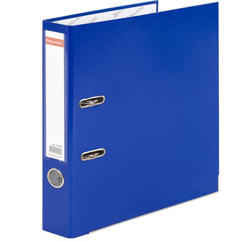 Папка-регистратор, покрытие пластик, 50 мм, ПРОЧНАЯ, с уголком, BRAUBERG, синяя, 226590 226590