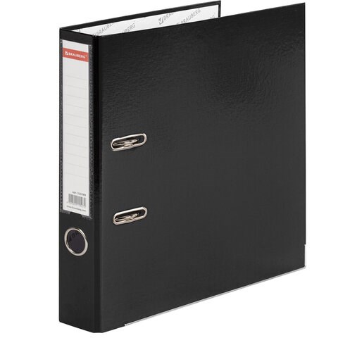 Папка-регистратор, покрытие пластик, 50 мм, ПРОЧНАЯ, с уголком, BRAUBERG, черная, 226589 226589