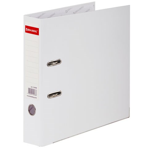 Папка-регистратор, покрытие пластик, 75 мм, ПРОЧНАЯ, с уголком, BRAUBERG, белая, 226600 226600
